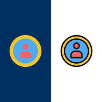 Interface Navigation User  Icons Flat and Line Filled Icon Set Vector Blue Background