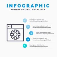 icono de línea de configuración de diseño web con fondo de infografía de presentación de 5 pasos vector