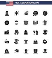 Big Pack of 25 USA Happy Independence Day USA Vector Solid Glyph and Editable Symbols of celebration american american sign police Editable USA Day Vector Design Elements