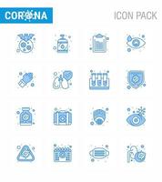 Coronavirus Prevention 25 icon Set Blue hand tear sanitizer eye crying viral coronavirus 2019nov disease Vector Design Elements