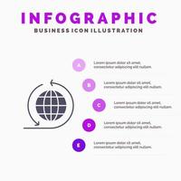 Global Business Business Network Global Solid Icon Infographics 5 Steps Presentation Background vector