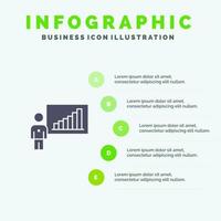 Graph Business Chart Efforts Success Solid Icon Infographics 5 Steps Presentation Background vector