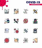 16 Flat Color Filled Line Set of corona virus epidemic icons such as hand sanitizer corona dna washing seconds viral coronavirus 2019nov disease Vector Design Elements