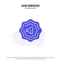 Our Services Acoustic Solid Glyph Icon Web card Template vector