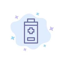 Battery Minus Plus Blue Icon on Abstract Cloud Background vector