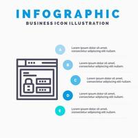 Browser Web Lock Code Blue Infographics Template 5 Steps Vector Line Icon template