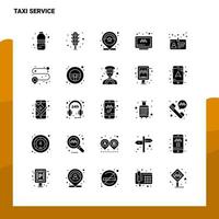 25 conjunto de iconos de servicio de taxi plantilla de ilustración de vector de icono de glifo sólido para ideas web y móviles para empresa comercial