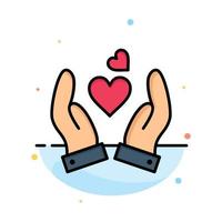 Hand Love Heart Wedding Abstract Flat Color Icon Template vector