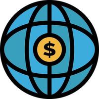 globo terráqueo internet dólar plano color icono vector icono banner plantilla