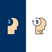 Account Avatar Costs Employee Profile Business  Icons Flat and Line Filled Icon Set Vector Blue Background