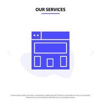 Our Services Graphics Design Layout Solid Glyph Icon Web card Template vector