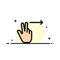 Fingers Gesture Right  Business Flat Line Filled Icon Vector Banner Template