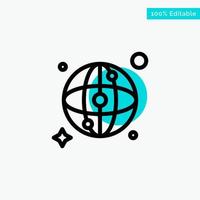 World Map Network turquoise highlight circle point Vector icon