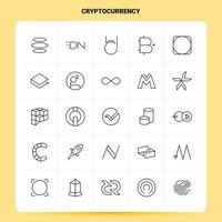 esquema 25 conjunto de iconos de criptomoneda diseño de estilo de línea vectorial conjunto de iconos negros paquete de pictogramas lineales ideas de negocios web y móviles diseño ilustración vectorial vector