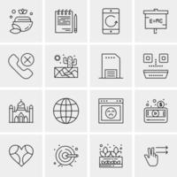 16 iconos de negocios universales vector ilustración de icono creativo para usar en proyectos relacionados con la web y dispositivos móviles