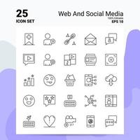 25 Web and Social Media Icon Set 100 Editable EPS 10 Files Business Logo Concept Ideas Line icon design vector