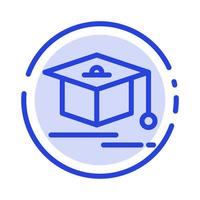 Cap Education Graduation Blue Dotted Line Line Icon vector