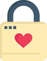 Lock Locker Heart Heart Hacker Heart Lock  Flat Color Icon Vector icon banner Template