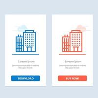 Hotel Building Home Service  Blue and Red Download and Buy Now web Widget Card Template vector