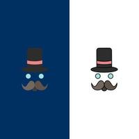 bigote hipster movember santa cláusula sombrero color plano icono vector