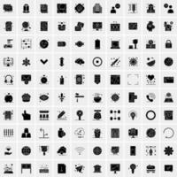 Set of 100 Universal Solid Icons vector