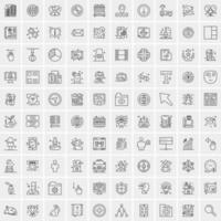 paquete de 100 iconos de líneas universales para móviles y web vector