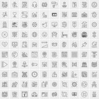 paquete de 100 iconos de líneas universales para móviles y web vector