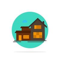 Home House Building Apartment Abstract Circle Background Flat color Icon vector