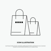 bolso bolso compras tienda vector línea icono