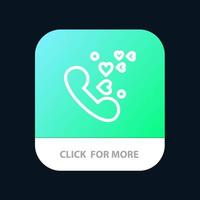 Phone Love Heart Wedding Mobile App Button Android and IOS Line Version vector