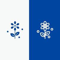 flor pascua naturaleza línea y glifo icono sólido bandera azul línea y glifo icono sólido bandera azul vector