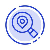 investigación búsqueda mapa ubicación azul línea punteada icono de línea vector
