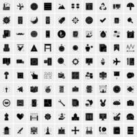 Set of 100 Universal Solid Icons vector