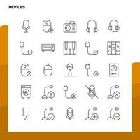 conjunto de iconos de línea de dispositivos conjunto 25 iconos diseño de estilo minimalista vectorial conjunto de iconos negros paquete de pictogramas lineales vector