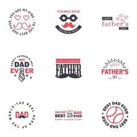 Happy fathers day 9 Black and Pink Typography set Vector typography Vintage lettering for greeting cards banners tshirt design You are the best dad Editable Vector Design Elements