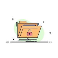 encryption files folder network secure Flat Color Icon Vector