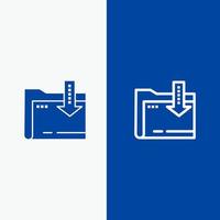 Folder Download Computing Arrow Line and Glyph Solid icon Blue banner vector