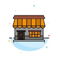 Shop Online Market Store Building Abstract Flat Color Icon Template vector