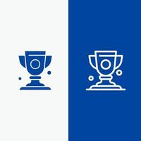 Achievement Cup Prize Trophy Line and Glyph Solid icon Blue banner Line and Glyph Solid icon Blue banner vector