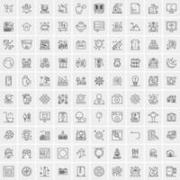 paquete de 100 iconos de líneas universales para móviles y web vector