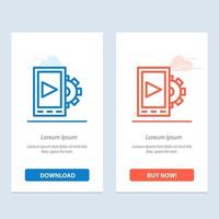 Mobile Design Setting  Blue and Red Download and Buy Now web Widget Card Template vector