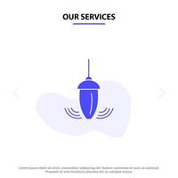 Our Services Sinker Instrument Measurement Plumb Plummet Solid Glyph Icon Web card Template vector