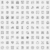 Pack of 100 Universal Line Icons for Mobile and Web vector