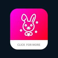 Bunny Easter Rabbit Mobile App Button Android and IOS Line Version vector