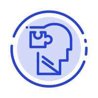 Human Logical Mind Puzzle Solution Blue Dotted Line Line Icon vector