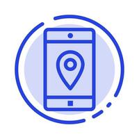 Application Mobile Mobile Application Location Map Blue Dotted Line Line Icon vector