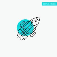 Startup Business Goal Launch Mission Spaceship turquoise highlight circle point Vector icon