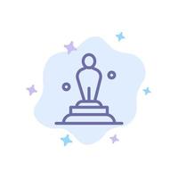 Academy Award Oscar Statue Trophy Blue Icon on Abstract Cloud Background vector