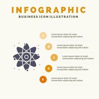 átomo energía poder laboratorio sólido icono infografía 5 pasos presentación antecedentes vector