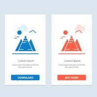 Landscape Mountain Sun  Blue and Red Download and Buy Now web Widget Card Template vector